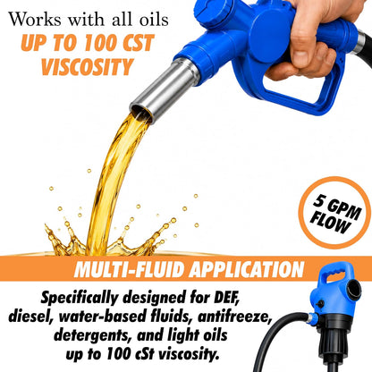 Electric Drum Pump - 55 Gallon, 5 GPM High Flow, Telescopic Tube, Barrel & Drum Transfer Pump for DEF, Diesel, Water-based Fluids, Antifreeze, Detergents and Light Oils, 110V AC/12V DC