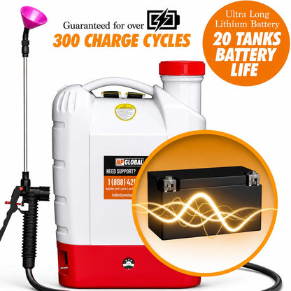 4.2 Gallon High-Pressure Battery Backpack Sprayer - 8 Nozzles, 100PSI, Long Battery, Wide Mouth