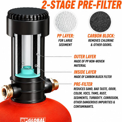 RV Water Softener Portable - 16,000 Grain, 3/4" GHT Fittings, Convenient Water Softener for RVs, Trailers, Boats, Mobile Car Washing, Pressure Washing