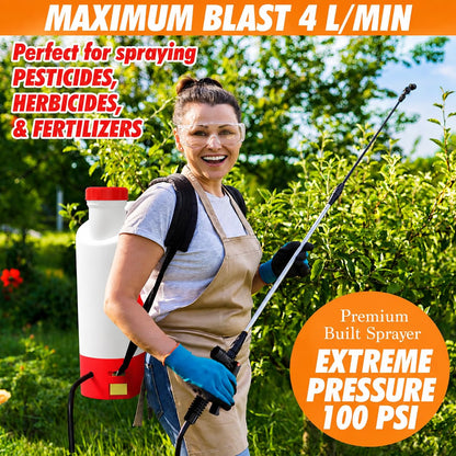 4.2 Gallon High-Pressure Battery Backpack Sprayer - 8 Nozzles, 100PSI, Long Battery, Wide Mouth