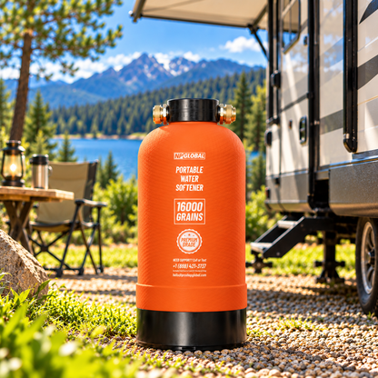 RV Water Softener Portable - 16,000 Grain, 3/4" GHT Fittings, Convenient Water Softener for RVs, Trailers, Boats, Mobile Car Washing, Pressure Washing
